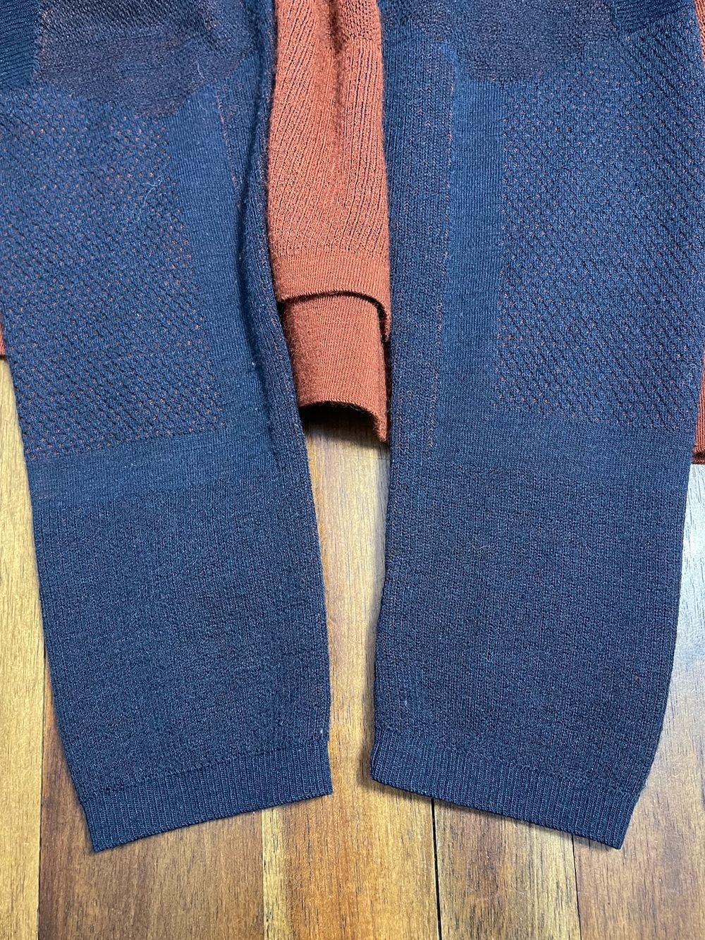 Smartwool Intraknit Rust Orange & Navy Long Sleeve Knit Top Women’s Size Medium - Picture 6 of 10